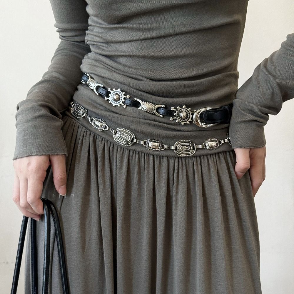 Y2K Ethnic Fashion - Cinture in Metallo Intagliato Stile Y2K,