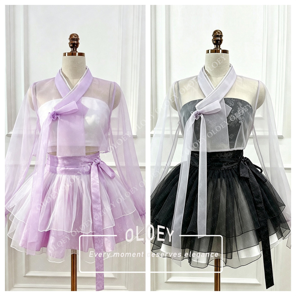 Hanbok Modern Set - OLOEY Set Hanbok Moderno Nero Rosso